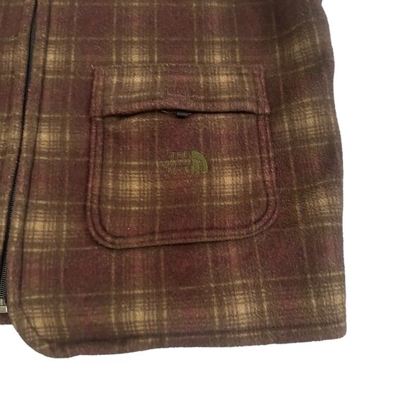 Vintage The North Face Fleece Brown Plaid Vest Jacket Made in USA Mens L - Picture 4 of 9